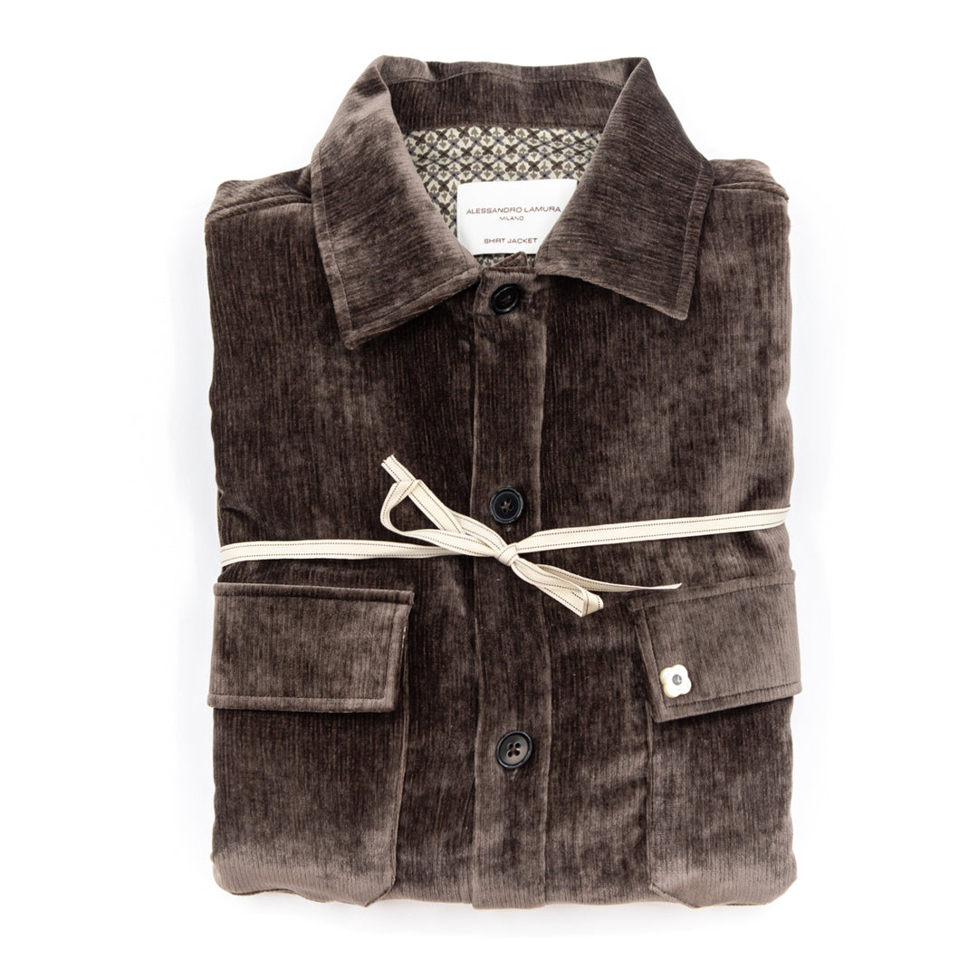 Giacca-Camicia in Velluto – Marrone Caffè
