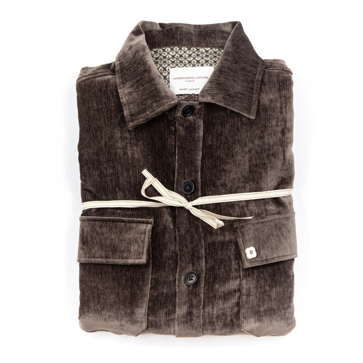 Giacca-Camicia in Velluto – Marrone Caffè
