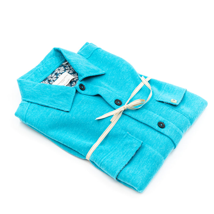 Shirt Jacket in cotone azzurro cielo