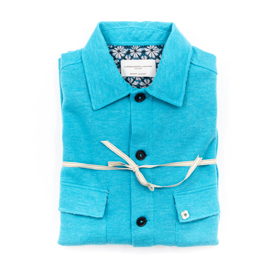 Shirt Jacket in cotone azzurro cielo