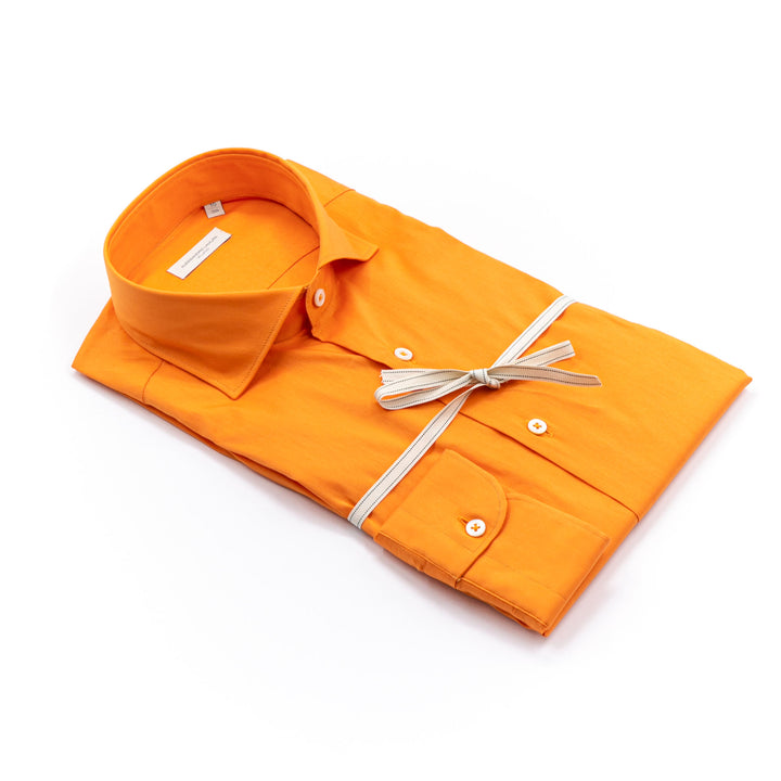 Camicia in Cotone Arancione con Colletto Classico