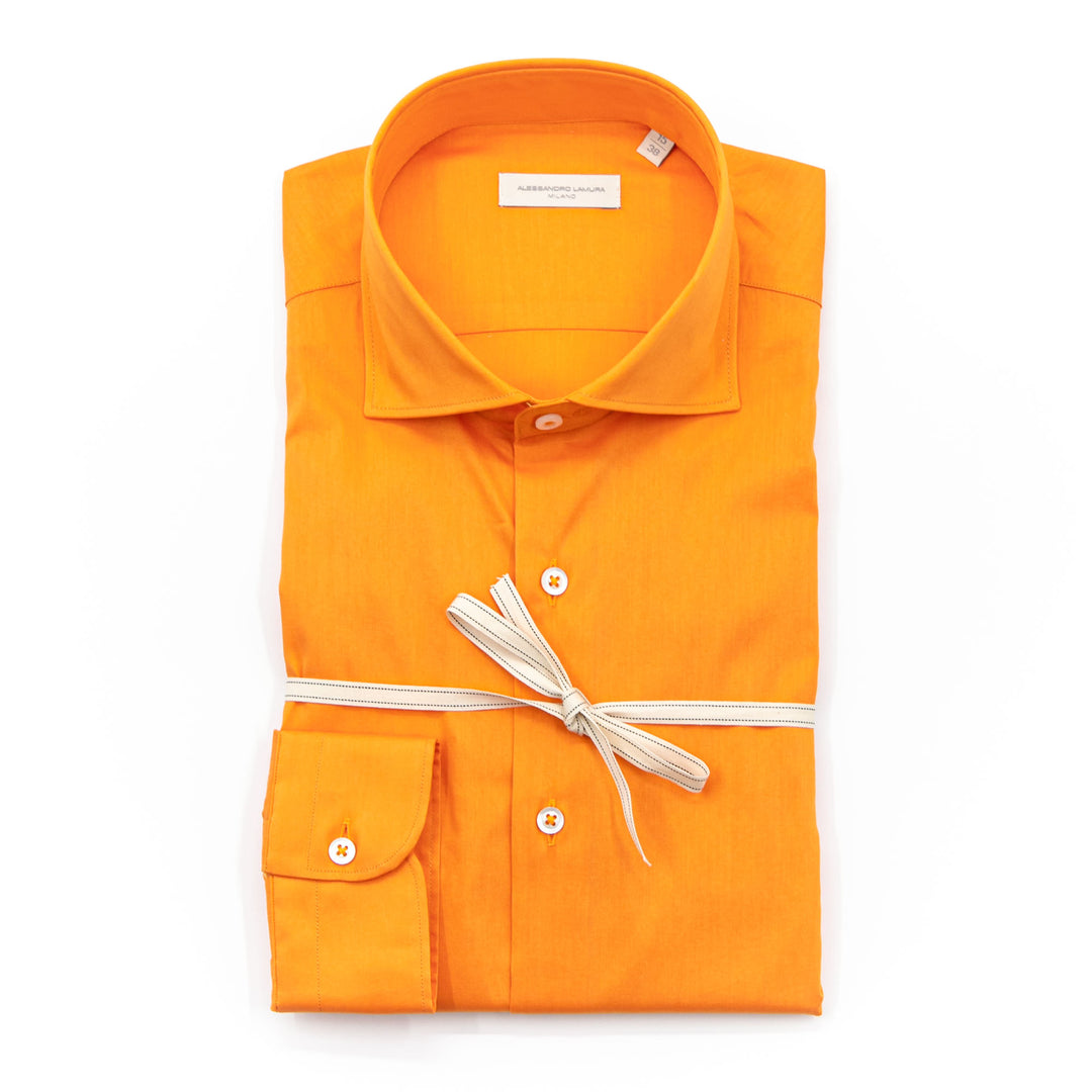 Camicia in Cotone Arancione con Colletto Classico