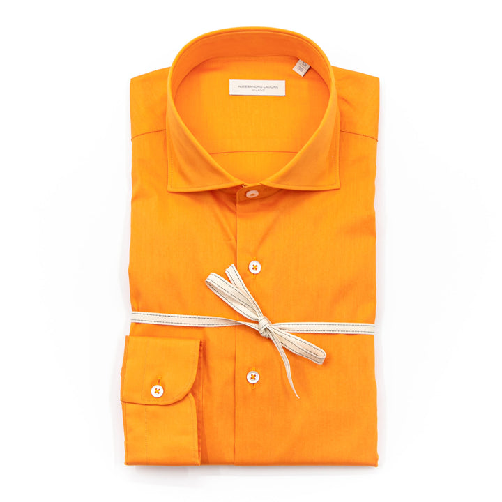 Camicia in Cotone Arancione con Colletto Classico