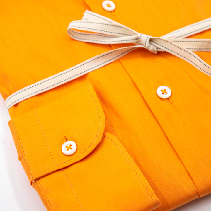Camicia in Cotone Arancione con Colletto Classico