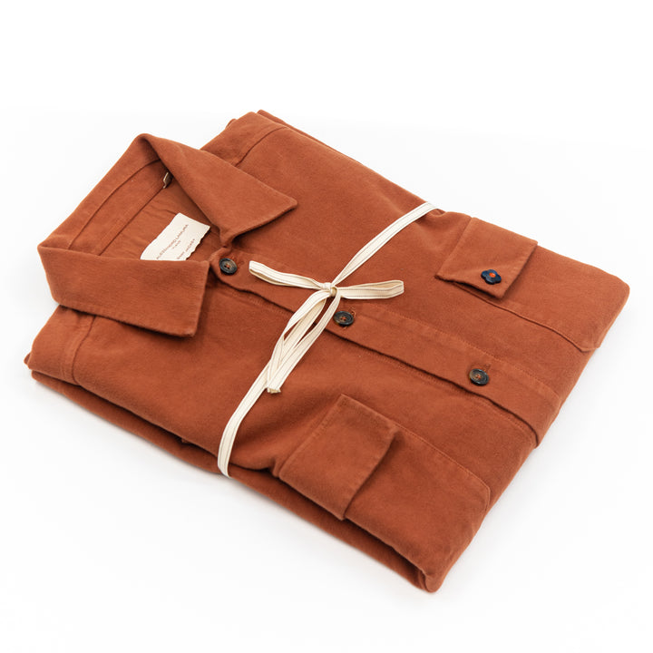Shirt Jacket in velluto color terracotta