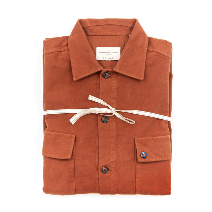 Shirt Jacket in velluto color terracotta