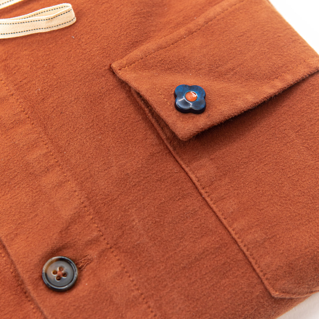 Shirt Jacket in velluto color terracotta