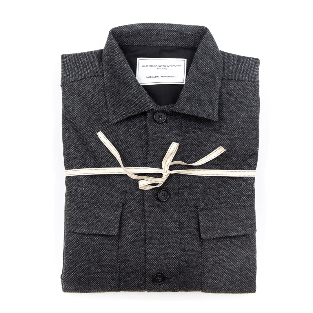 Shirt Jacket in lana grigio antracite