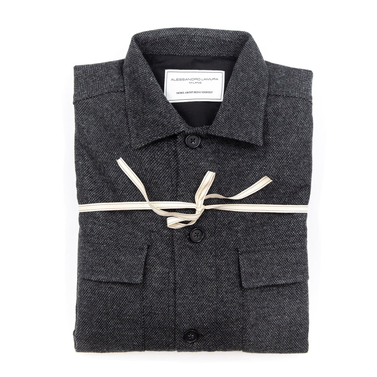 Shirt Jacket in lana grigio antracite