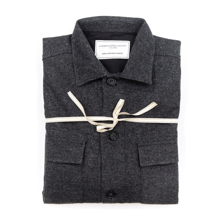 Shirt Jacket in lana grigio antracite