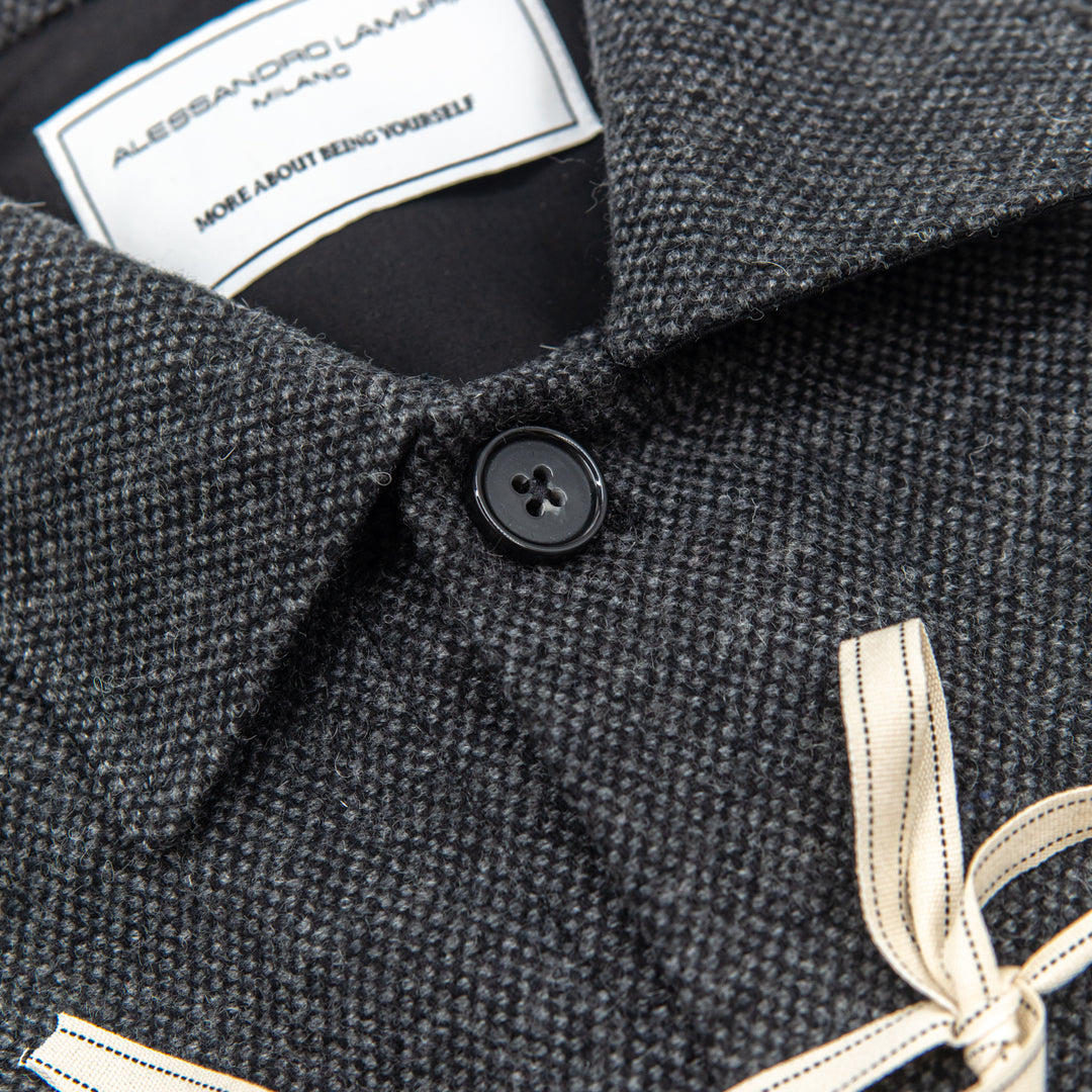 Shirt Jacket in lana grigio antracite