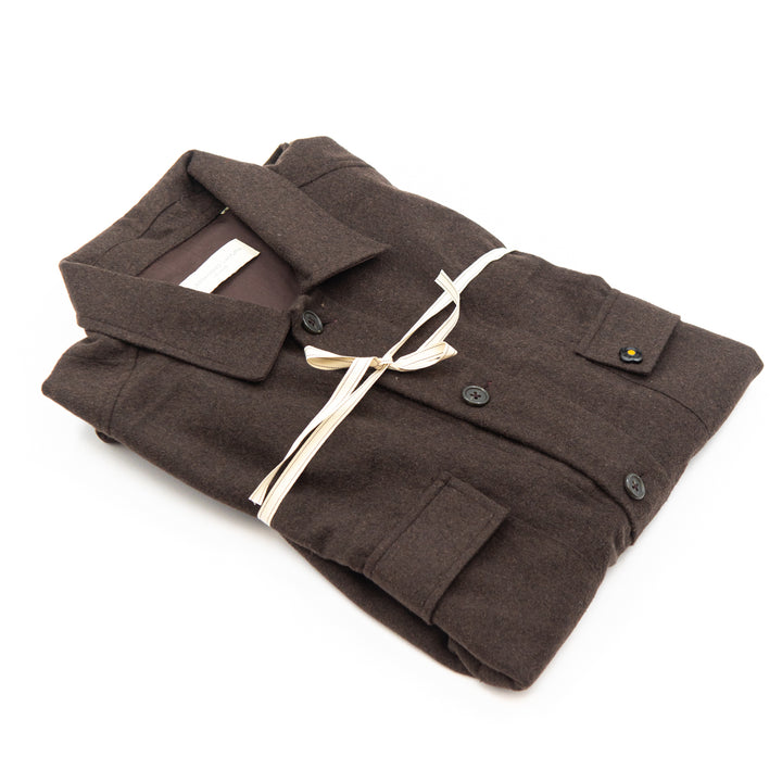 Shirt Jacket in lana cioccolato