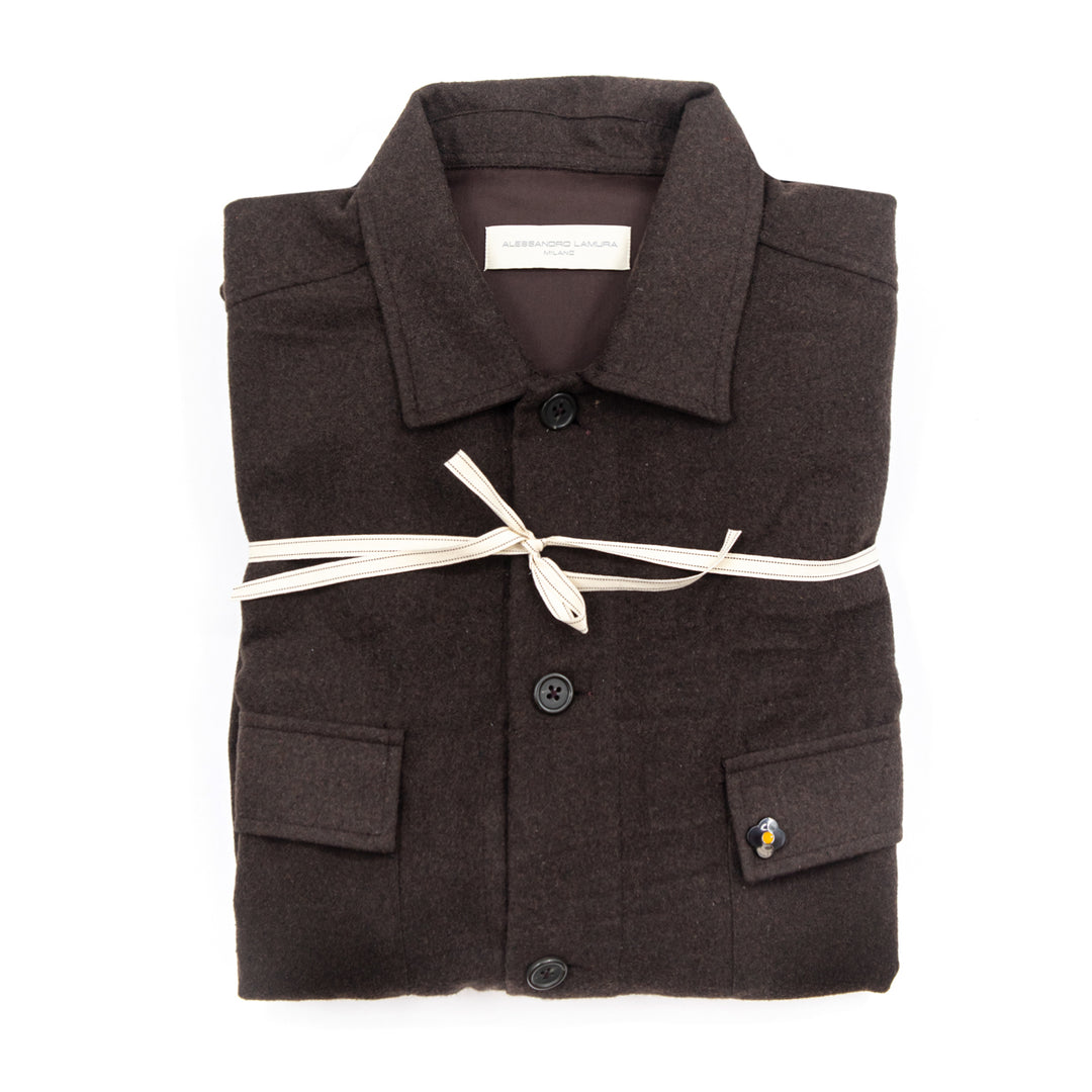 Shirt Jacket in lana cioccolato