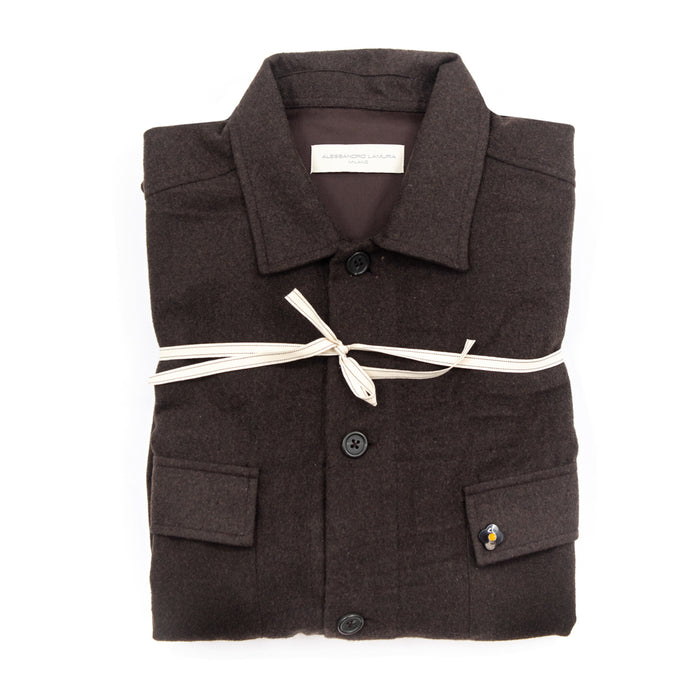 Shirt Jacket in lana cioccolato