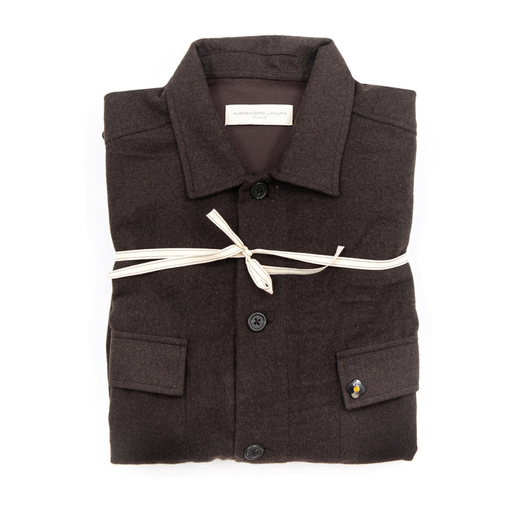 Shirt Jacket in lana cioccolato