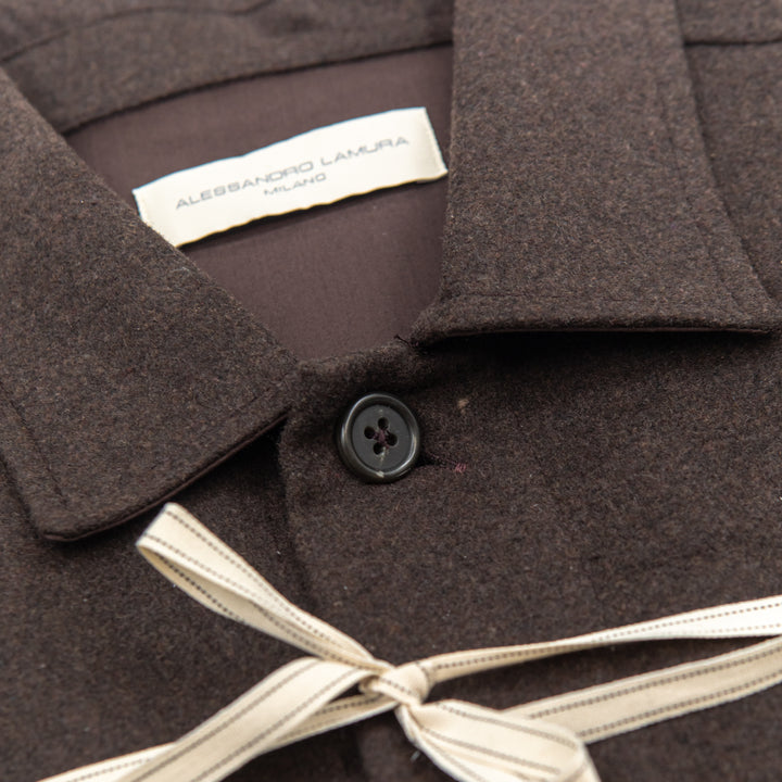 Shirt Jacket in lana cioccolato