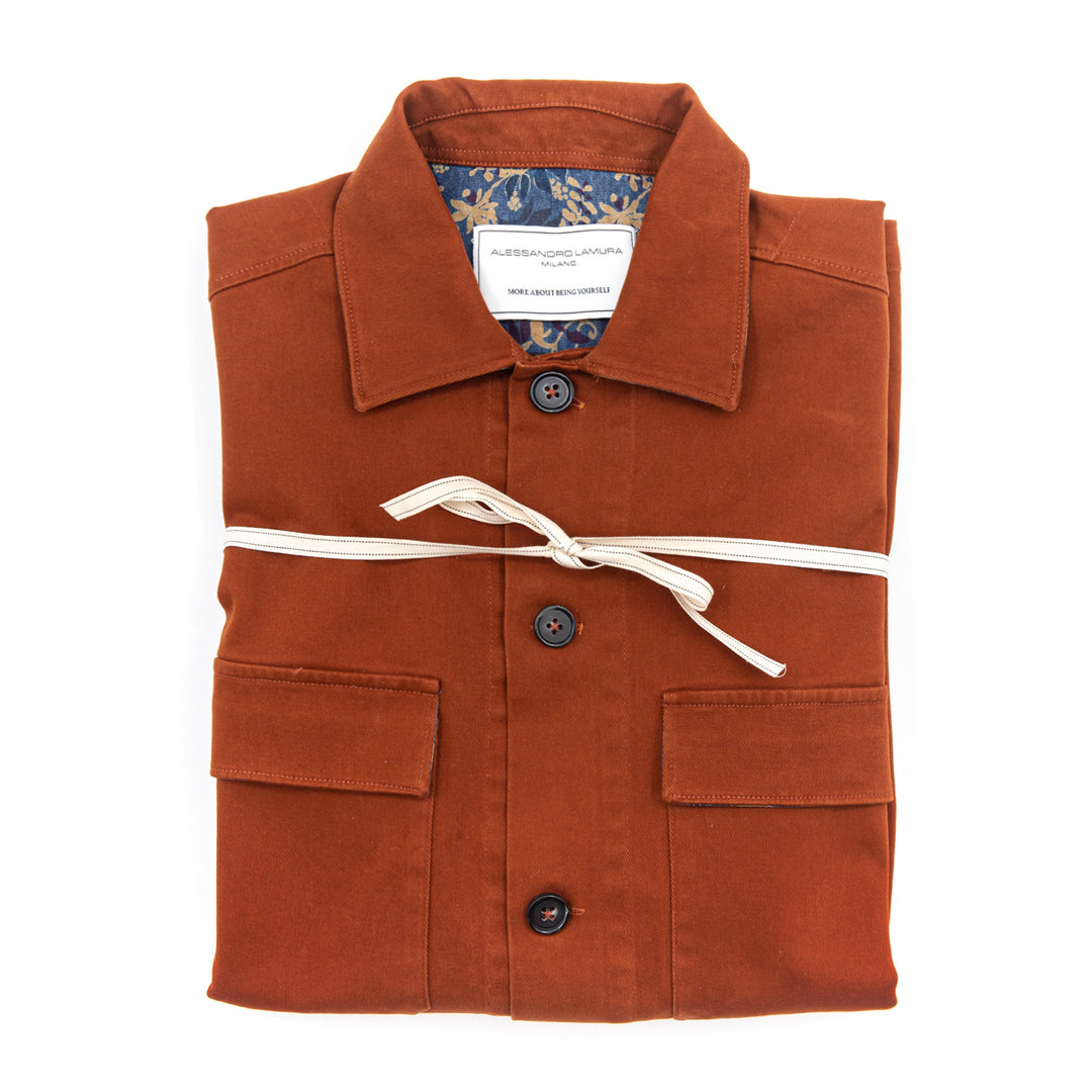 Shirt Jacket in cotone ruggine