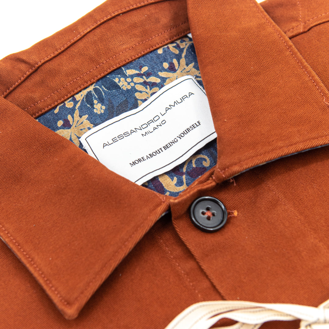 Shirt Jacket in cotone ruggine