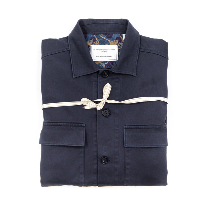 Shirt Jacket in cotone blu navy