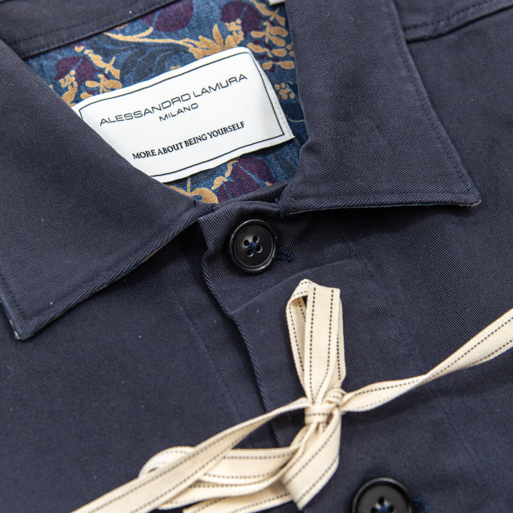 Shirt Jacket in cotone blu navy