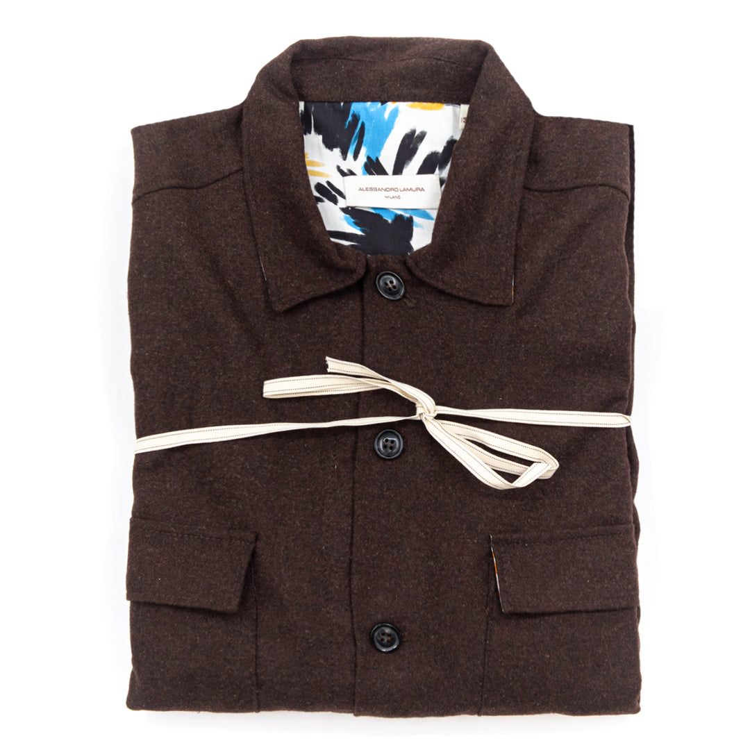 Shirt Jacket in lana marrone