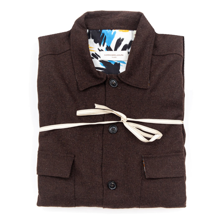 Shirt Jacket in lana marrone