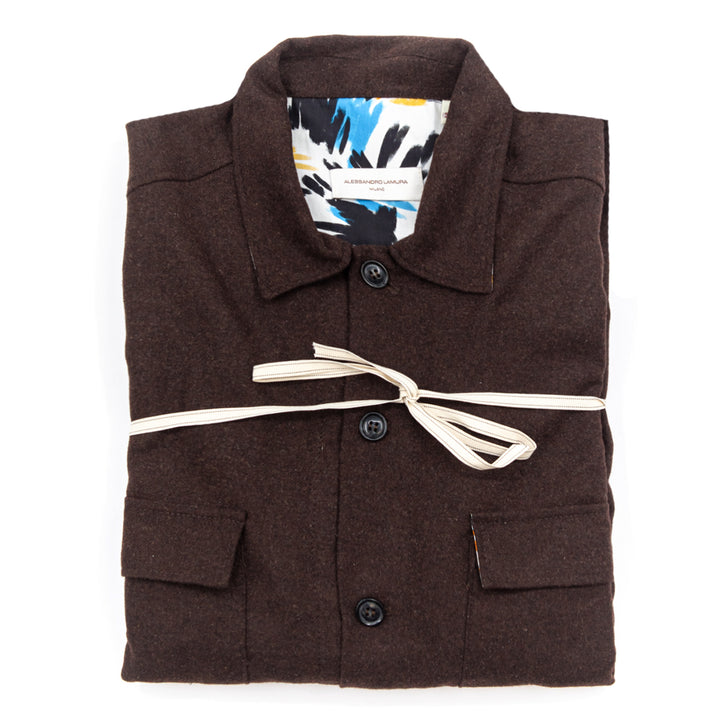 Shirt Jacket in lana marrone