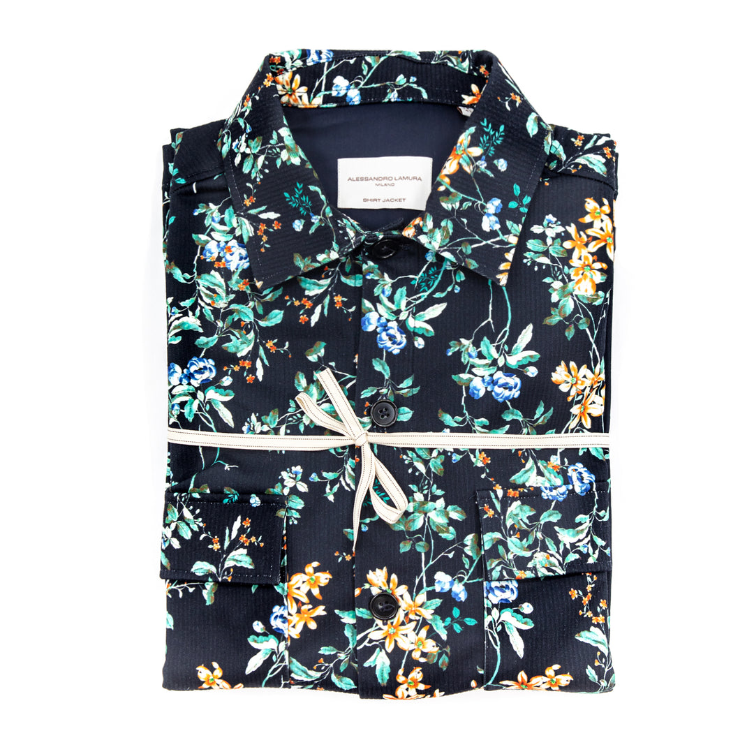 Camicia-Giacca Nera a Fantasia Floreale