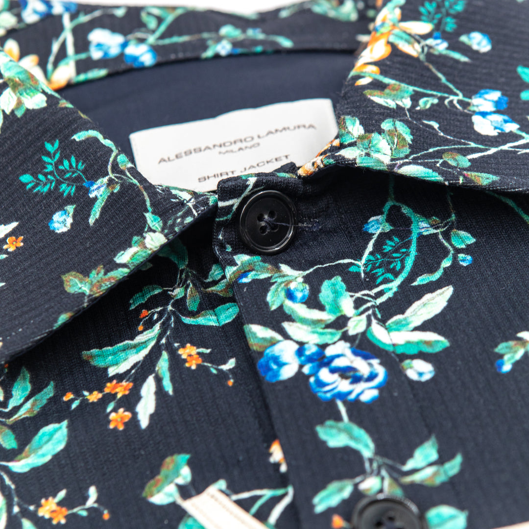 Camicia-Giacca Nera a Fantasia Floreale