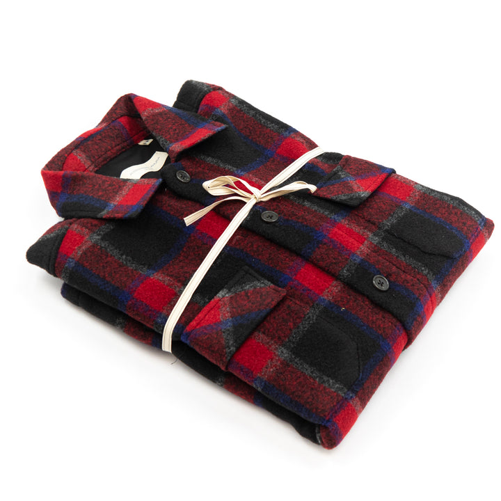 Giacca-Camicia Scozzese in Lana – Rosso e Nero