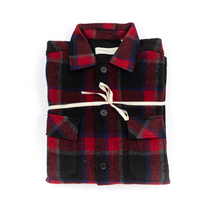 Giacca-Camicia Scozzese in Lana – Rosso e Nero
