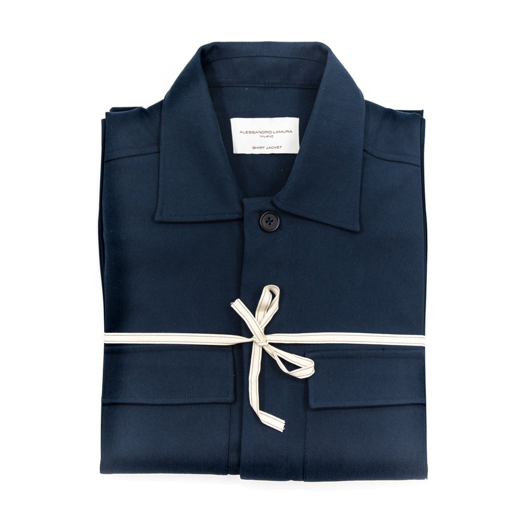Shirt Jacket in gabardina blu navy