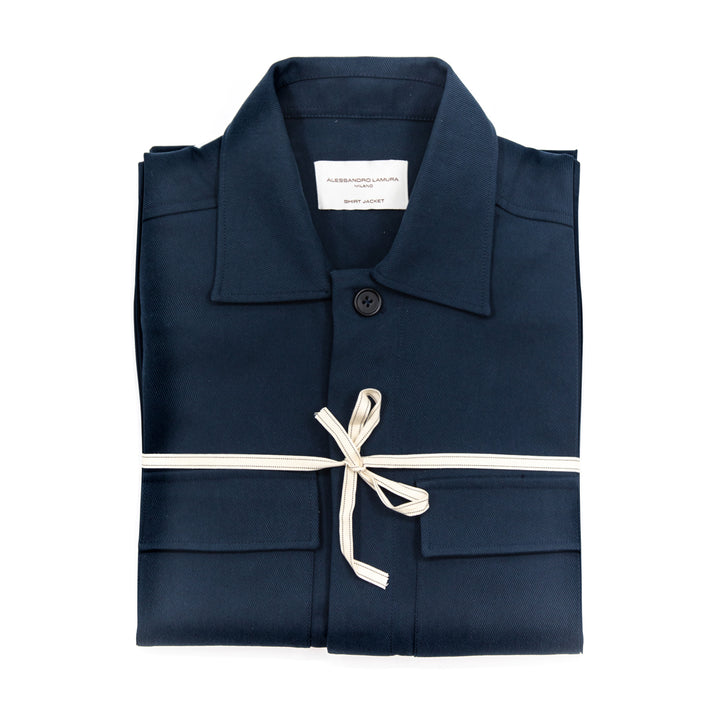 Shirt Jacket in gabardina blu navy