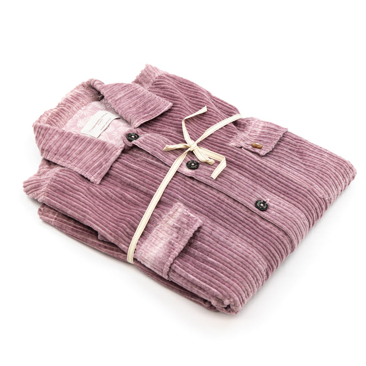 Camicia-Giacca in Velluto a Coste Rosa Malva