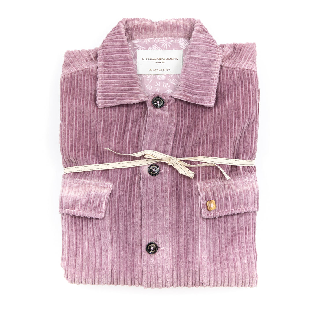 Camicia-Giacca in Velluto a Coste Rosa Malva