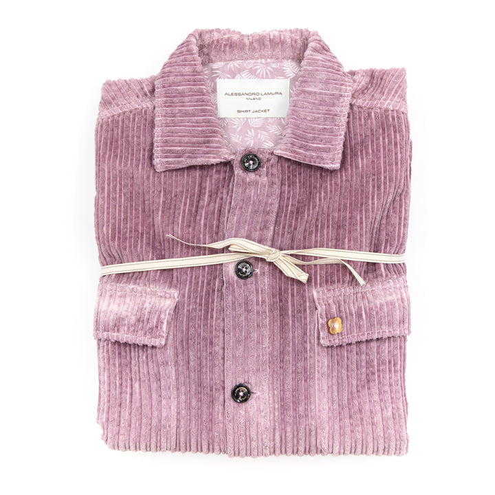 Camicia-Giacca in Velluto a Coste Rosa Malva