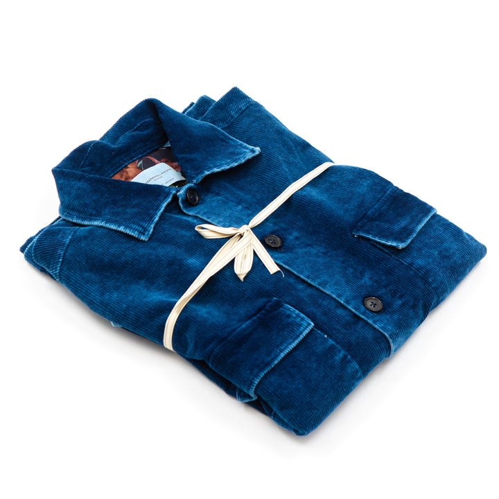Shirt Jacket in velluto a coste blu notte