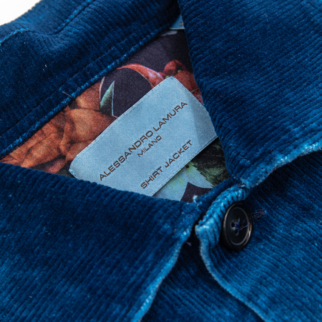 Shirt Jacket in velluto a coste blu notte