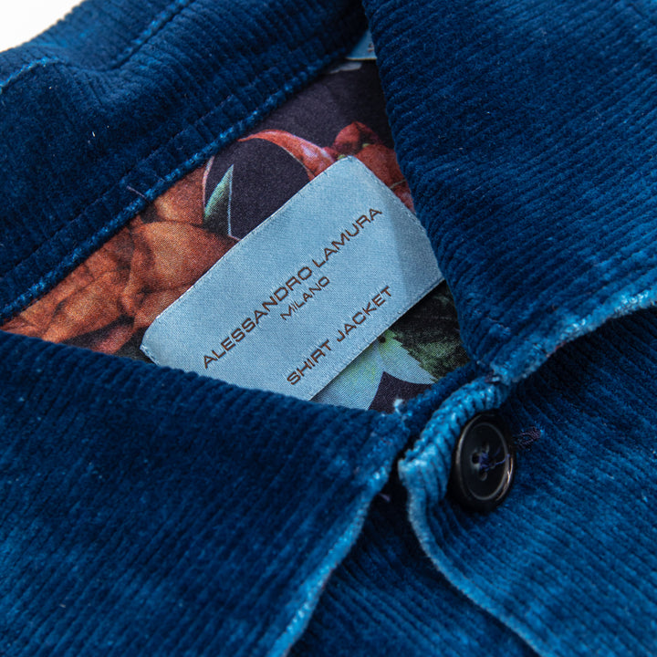 Shirt Jacket in velluto a coste blu notte