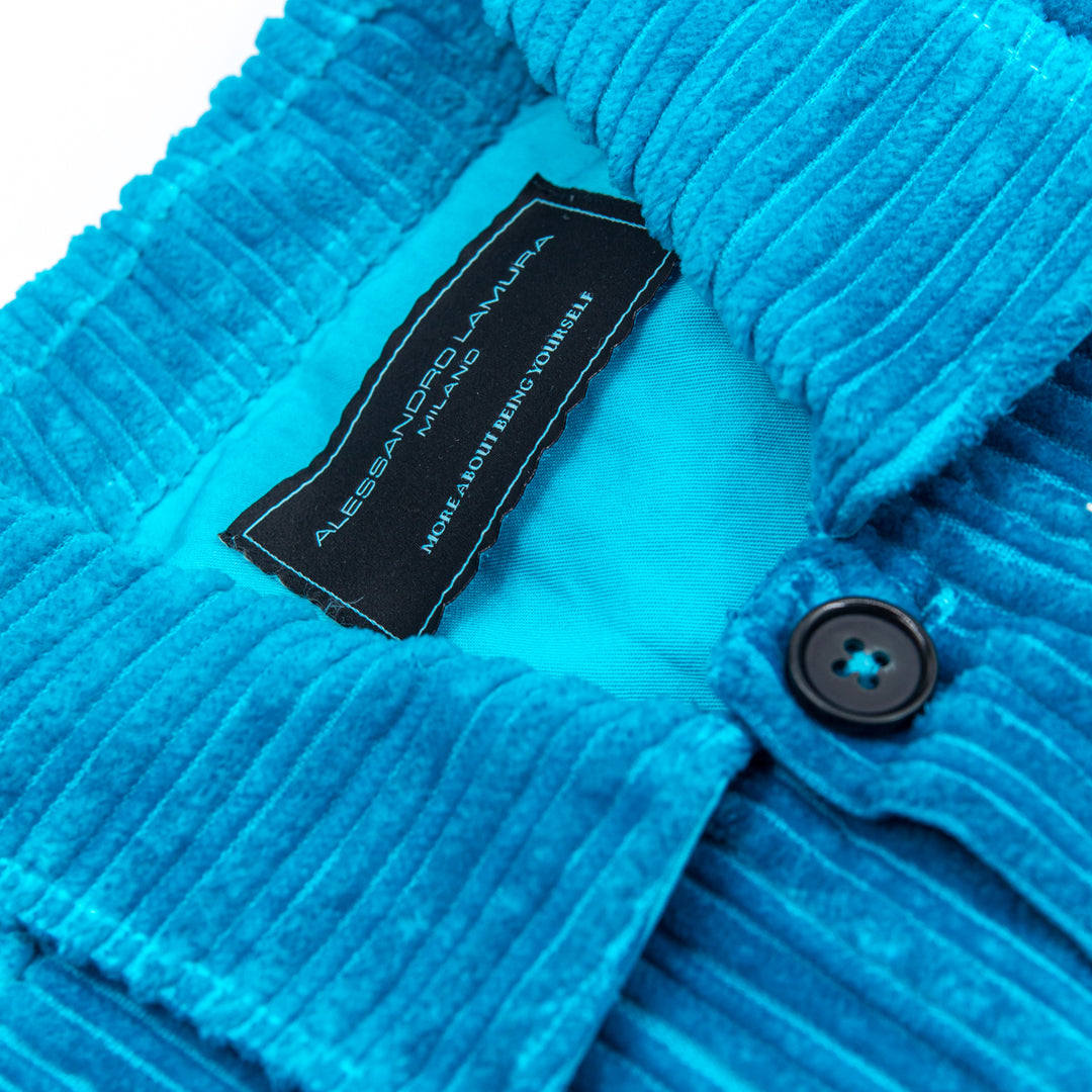 Shirt Jacket in velluto a coste turchese