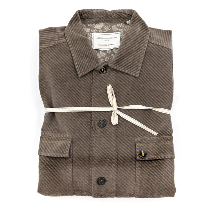 Shirt Jacket in velluto diagonale marrone