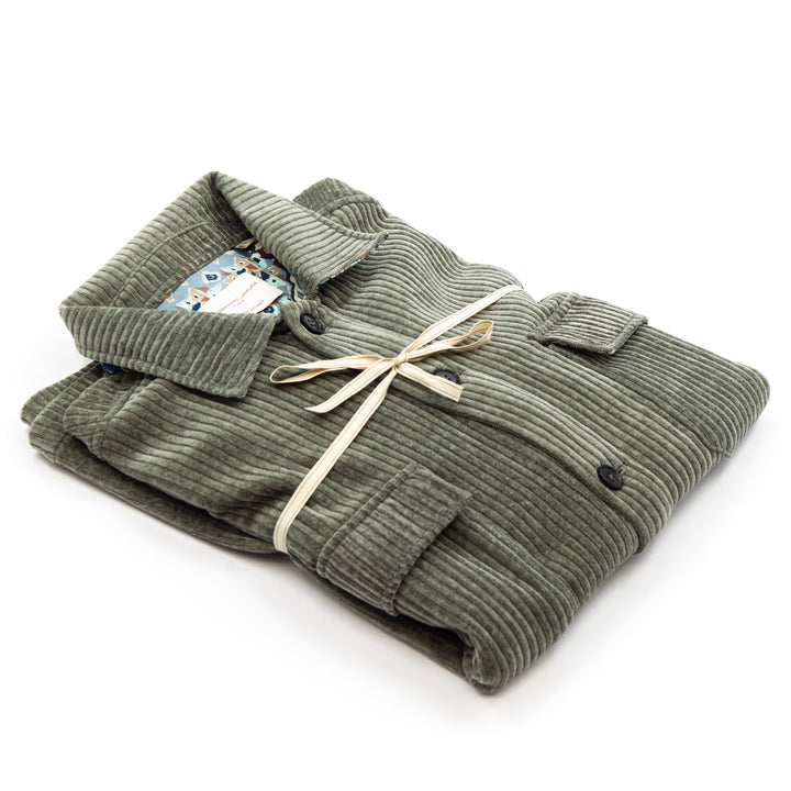 Shirt Jacket in velluto a coste verde