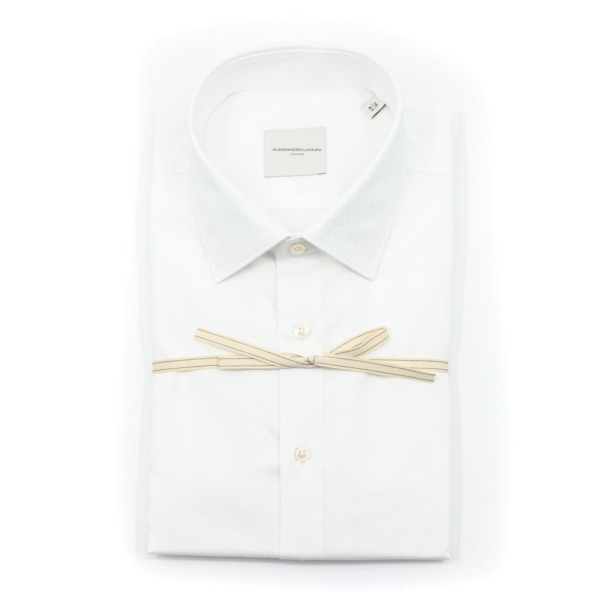 Camicia Bianca Sartoriale con Micro Fantasia Tono su Tono