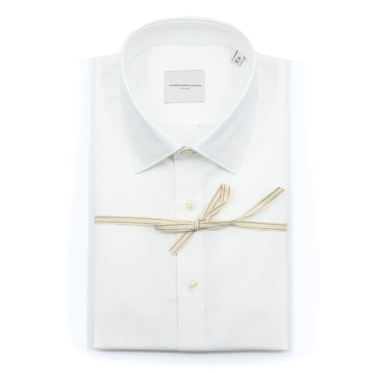 Camicia Bianca Sartoriale con Micro Pois Tono su Tono