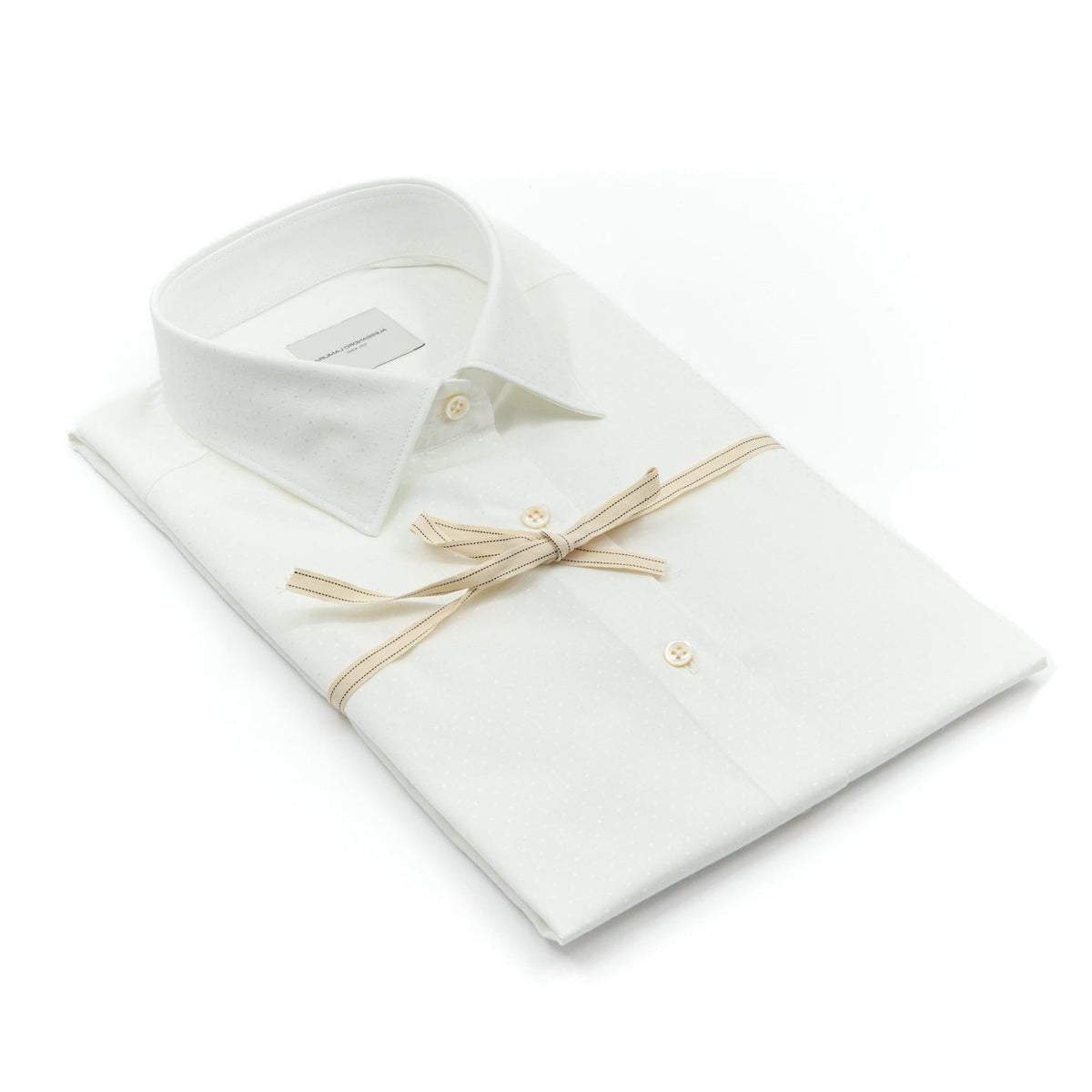 Camicia Bianca Sartoriale con Micro Pois Tono su Tono