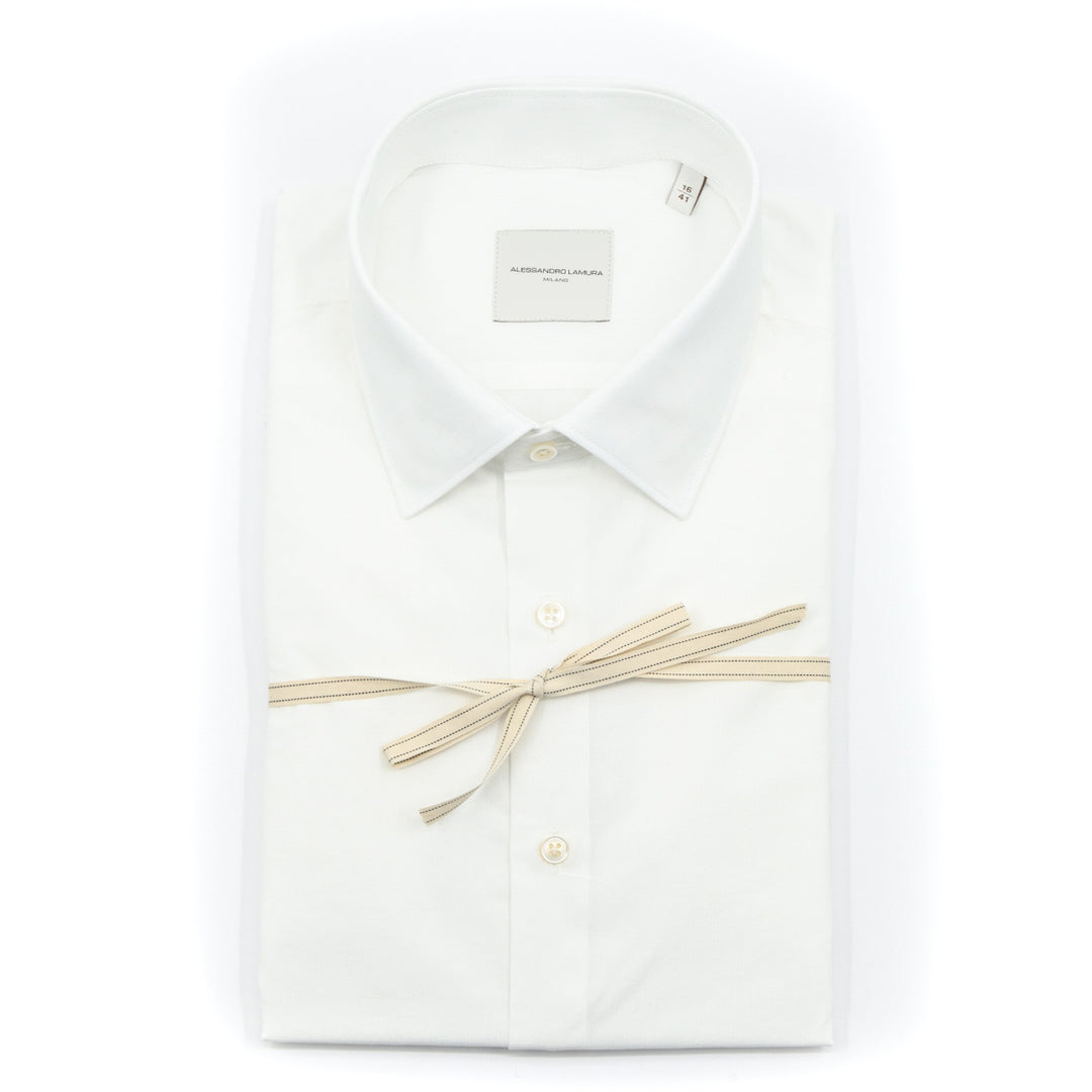 Camicia Bianca Sartoriale in Cotone con Collo Italiano