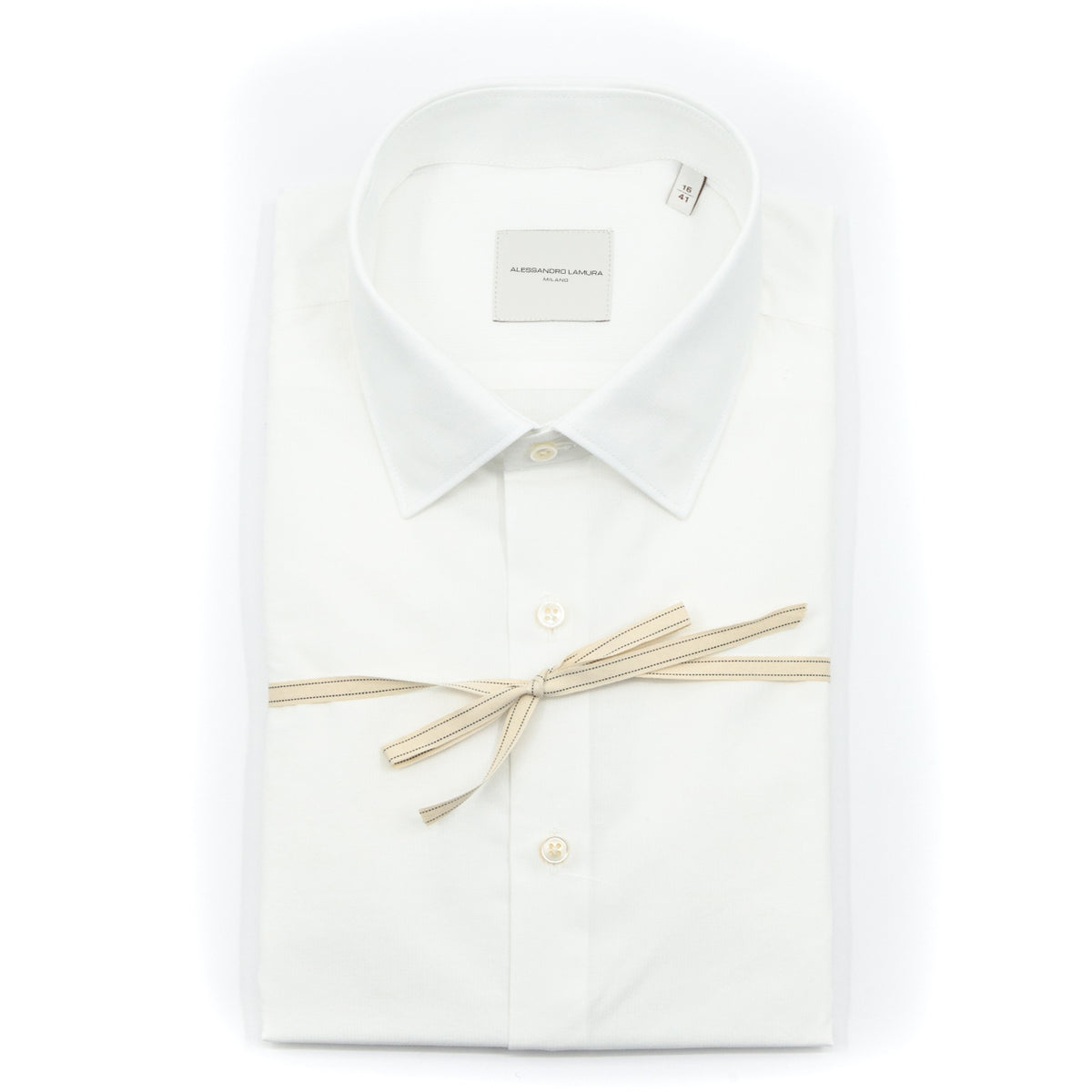 Camicia Bianca Sartoriale in Cotone con Collo Italiano