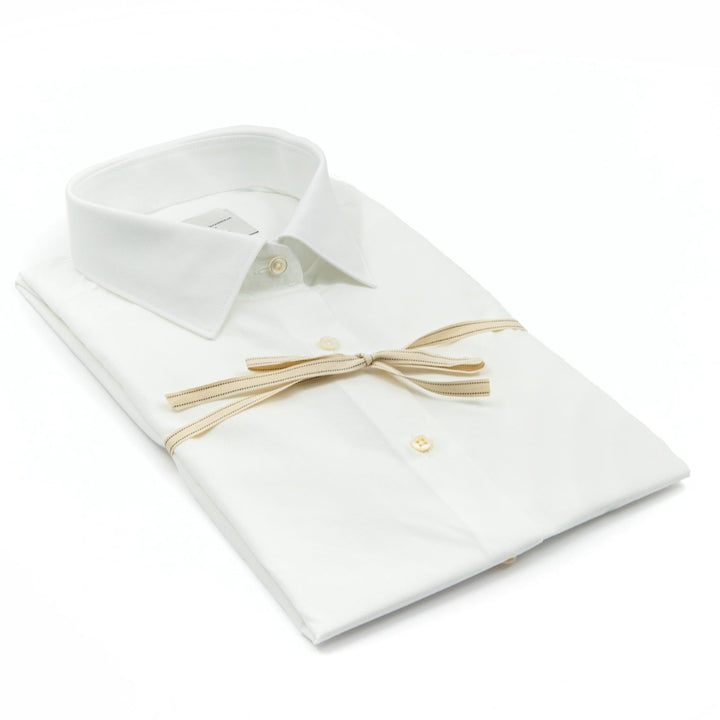 Camicia Bianca Sartoriale in Cotone con Collo Italiano