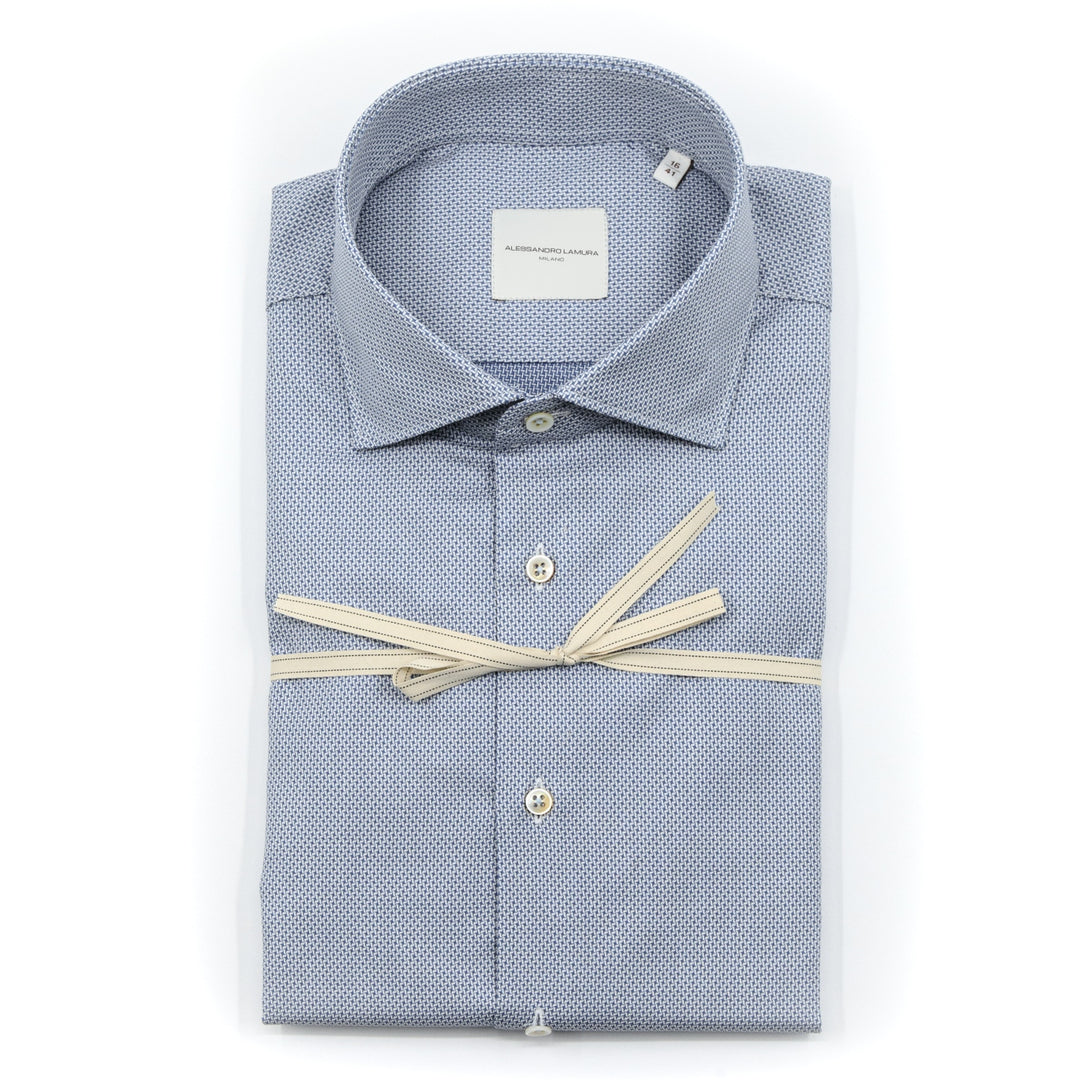 Camicia Azzurra Sartoriale in Cotone Mélange
