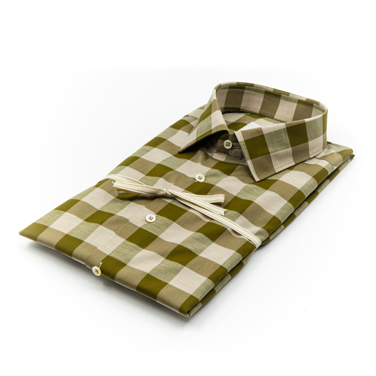 Camicia a Quadri Verde Oliva e Beige